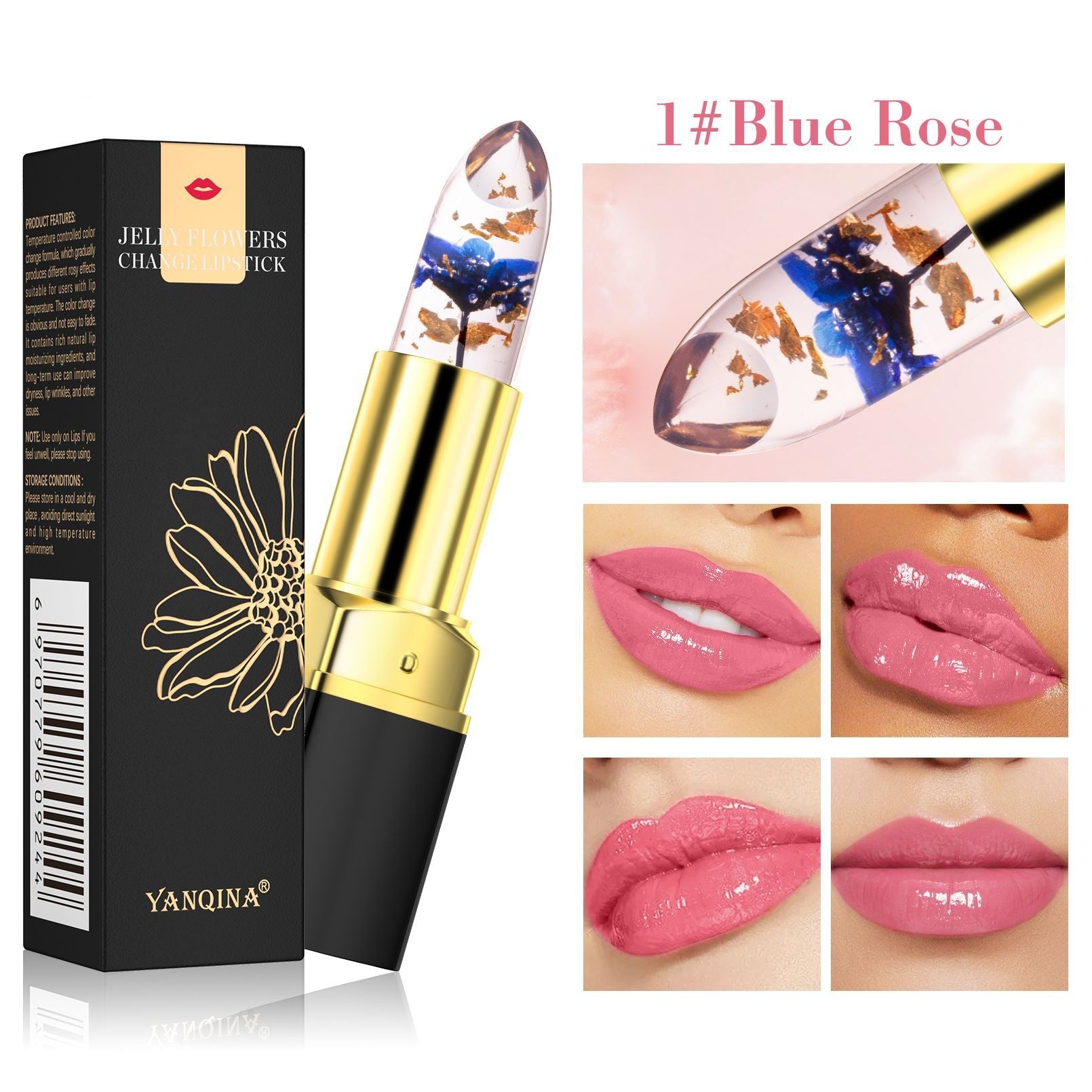 Petal Flower Color Changing No Stain On Cup Temperature Change Lipstick Three-color Jelly Lipstick Petal Flower Color Changing No Stain On Cup Temperature Change Lipstick Three-color Jelly Lipstick